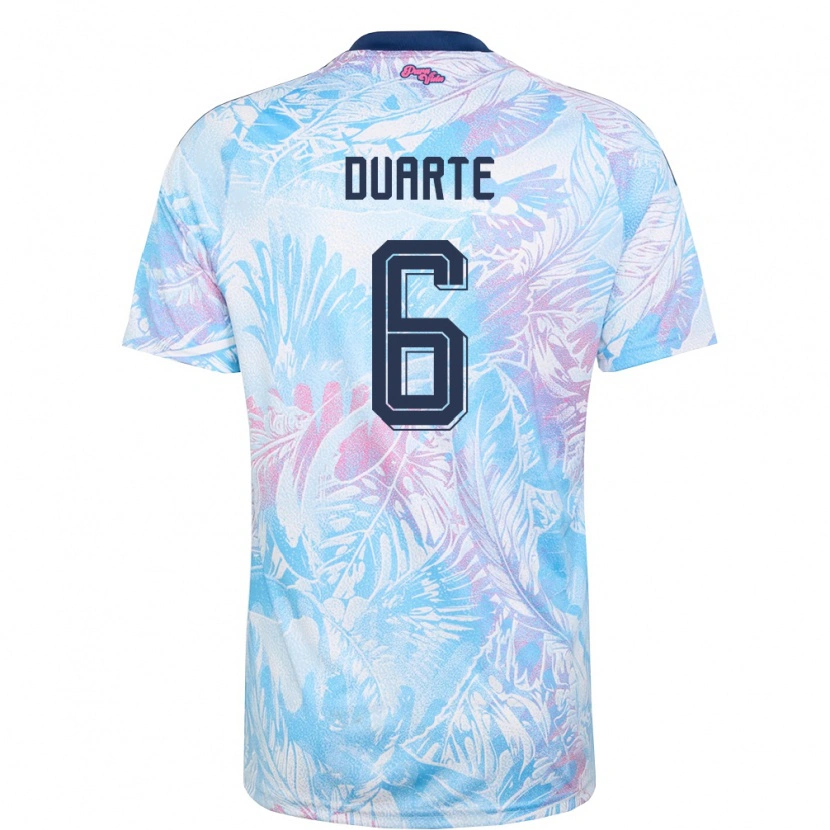 Danxen Men Costa Rica Oscar Duarte #6 Sky Blue Navy Pink Away Jersey 26-28 T-Shirt