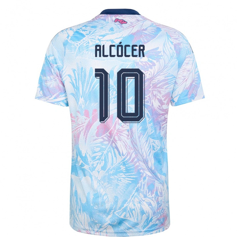 Danxen Men Costa Rica Josimar Alcócer #10 Sky Blue Navy Pink Away Jersey 26-28 T-Shirt