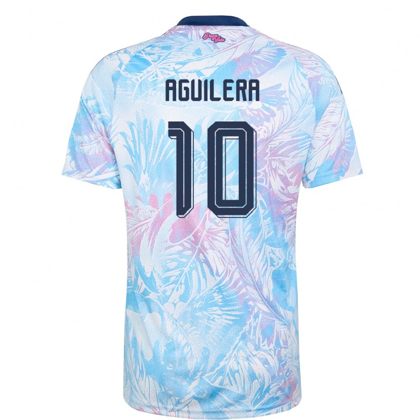 Danxen Men Costa Rica Brandon Aguilera #10 Sky Blue Navy Pink Away Jersey 26-28 T-Shirt