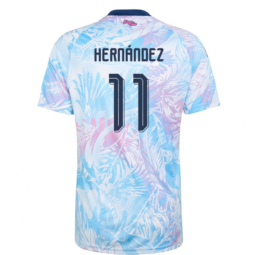 Danxen Men Costa Rica Anthony Hernández #11 Sky Blue Navy Pink Away Jersey 26-28 T-Shirt