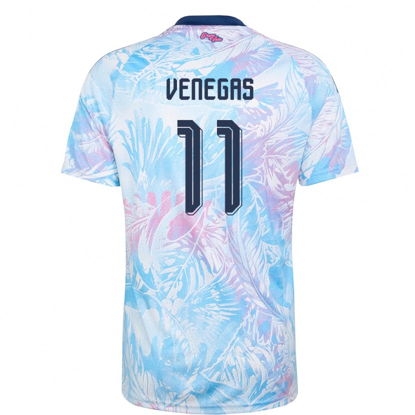 Danxen Men Costa Rica Johan Venegas #11 Sky Blue Navy Pink Away Jersey 26-28 T-Shirt
