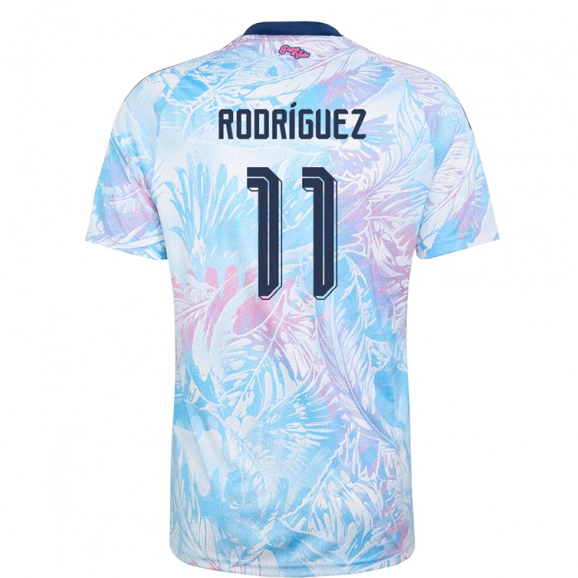 Danxen Men Costa Rica Raquel Rodriguez #11 Sky Blue Navy Pink Away Jersey 26-28 T-Shirt