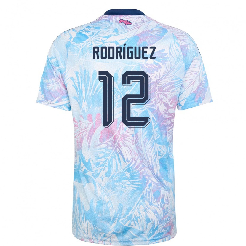 Danxen Men Costa Rica Lixy Rodriguez #12 Sky Blue Navy Pink Away Jersey 26-28 T-Shirt