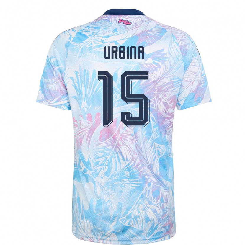 Danxen Men Costa Rica Fabricio Urbina #15 Sky Blue Navy Pink Away Jersey 26-28 T-Shirt