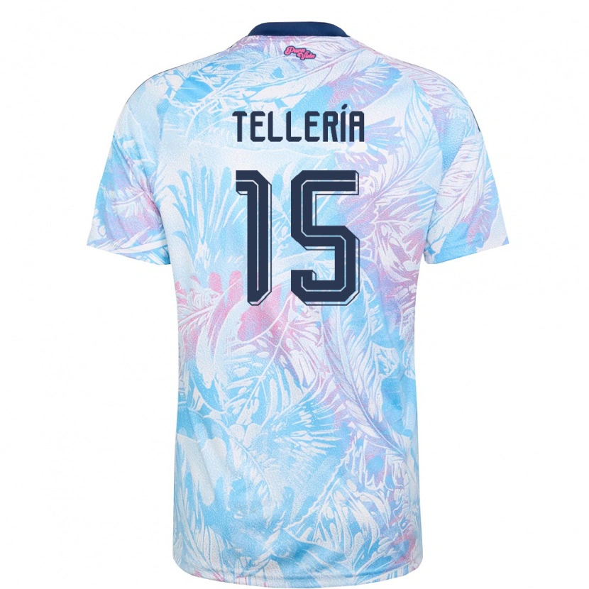Danxen Men Costa Rica Jostin Telleria #15 Sky Blue Navy Pink Away Jersey 26-28 T-Shirt