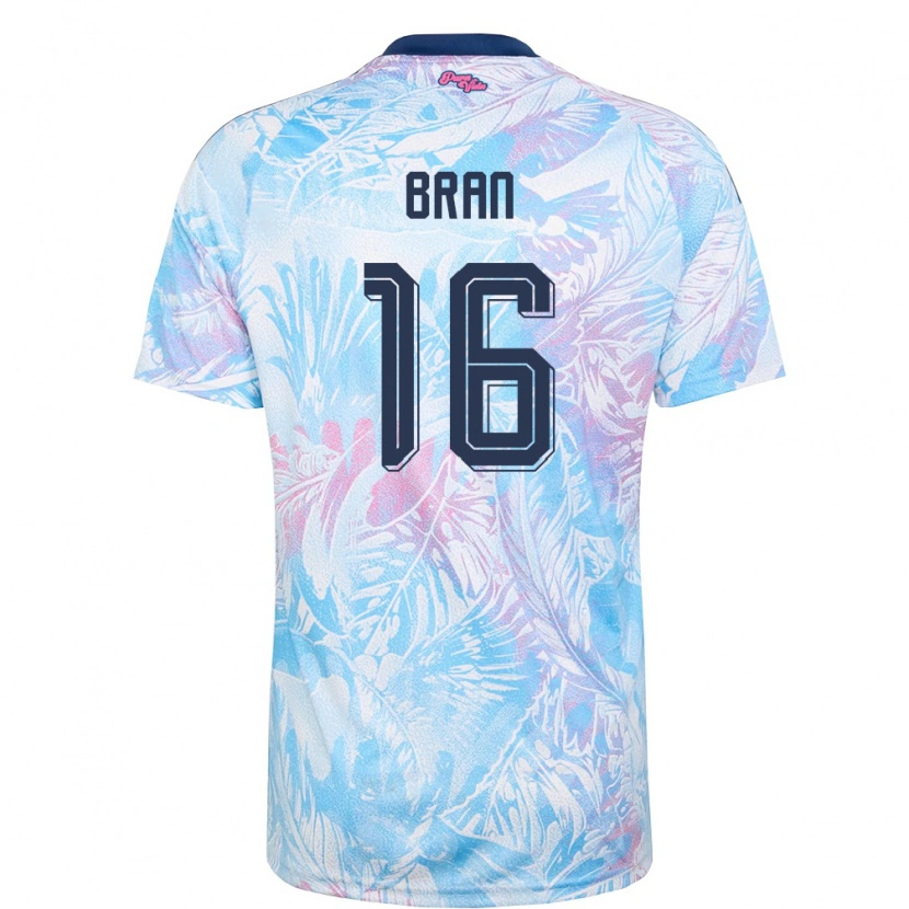Danxen Men Costa Rica Alejandro Bran #16 Sky Blue Navy Pink Away Jersey 26-28 T-Shirt