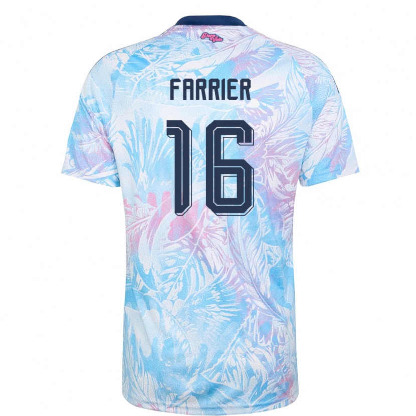 Danxen Men Costa Rica Kaden Farrier #16 Sky Blue Navy Pink Away Jersey 26-28 T-Shirt