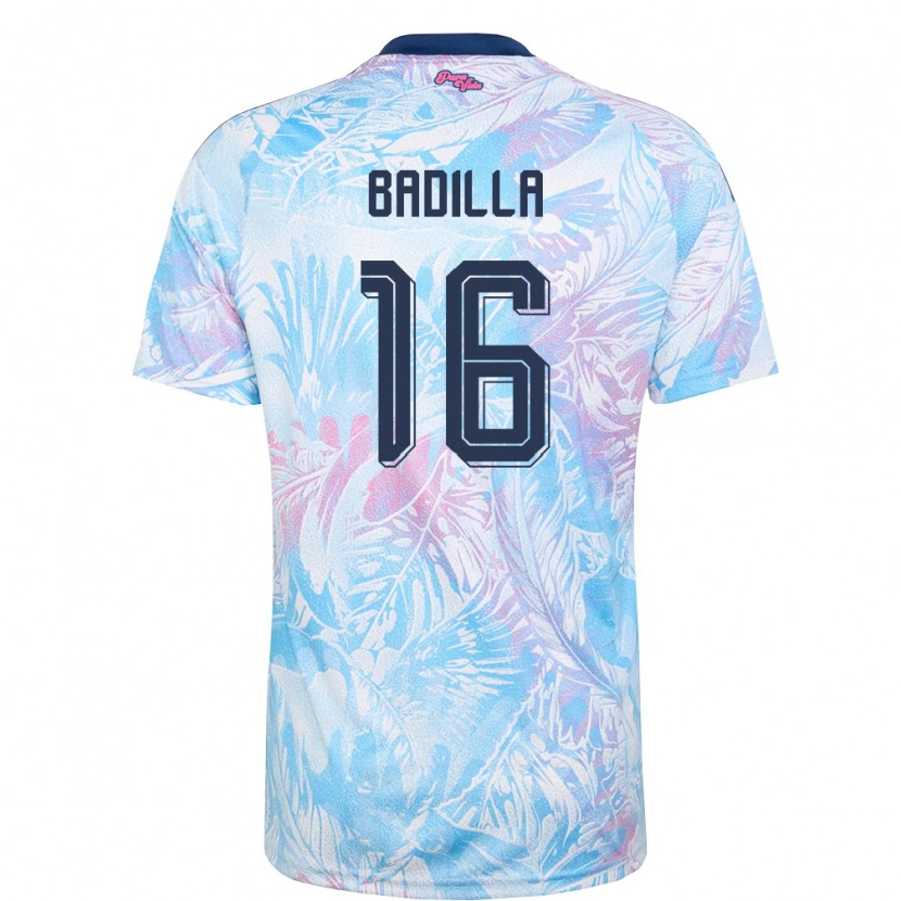Danxen Men Costa Rica Isaac Badilla #16 Sky Blue Navy Pink Away Jersey 26-28 T-Shirt
