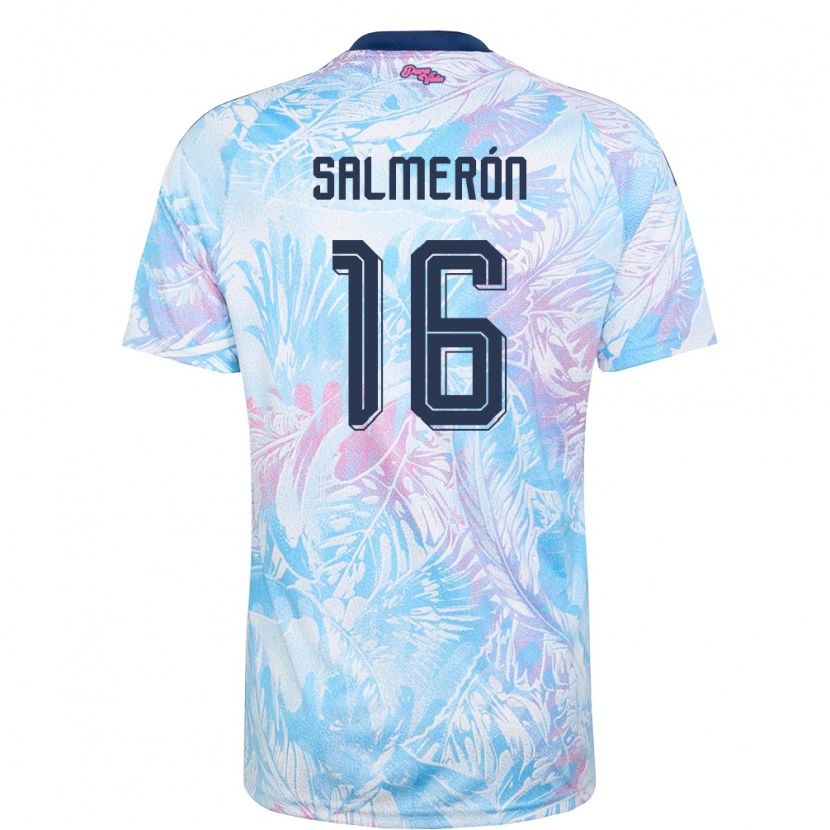 Danxen Men Costa Rica Andrey Salmeron #16 Sky Blue Navy Pink Away Jersey 26-28 T-Shirt