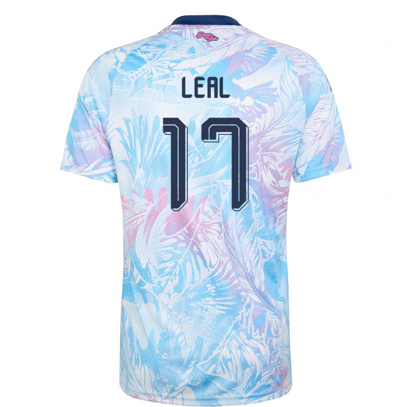 Danxen Men Costa Rica Yamil Leal #17 Sky Blue Navy Pink Away Jersey 26-28 T-Shirt