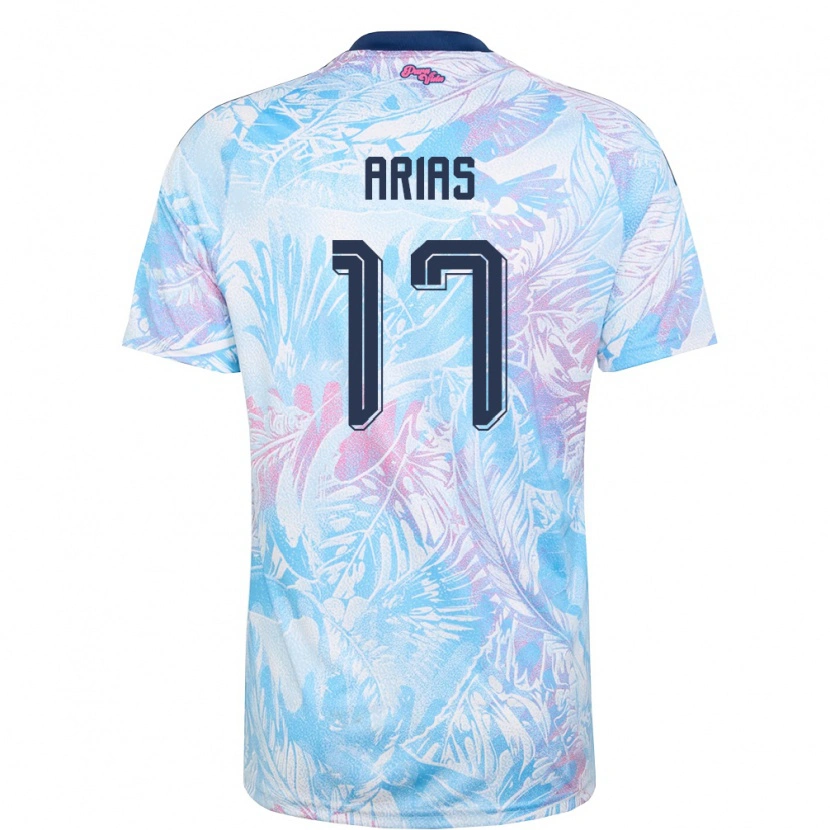 Danxen Men Costa Rica Mathew Arias #17 Sky Blue Navy Pink Away Jersey 26-28 T-Shirt
