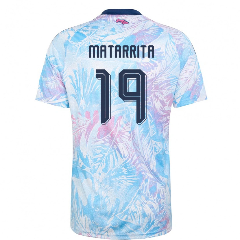 Danxen Men Costa Rica Brandon Matarrita #19 Sky Blue Navy Pink Away Jersey 26-28 T-Shirt