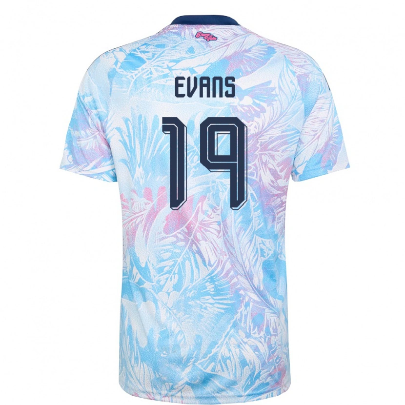 Danxen Men Costa Rica Jordy Evans #19 Sky Blue Navy Pink Away Jersey 26-28 T-Shirt