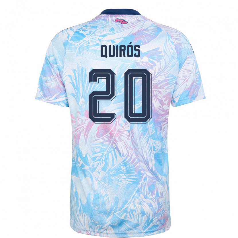 Danxen Men Costa Rica Haxzel Quirós #20 Sky Blue Navy Pink Away Jersey 26-28 T-Shirt