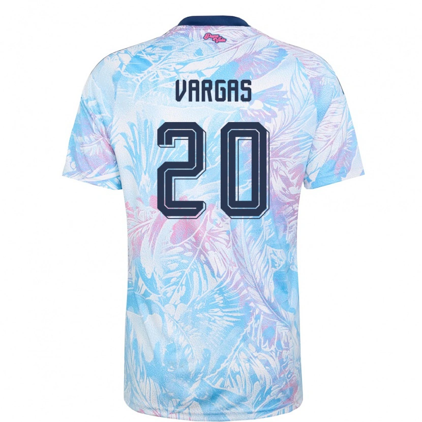 Danxen Men Costa Rica Santiago Vargas #20 Sky Blue Navy Pink Away Jersey 26-28 T-Shirt