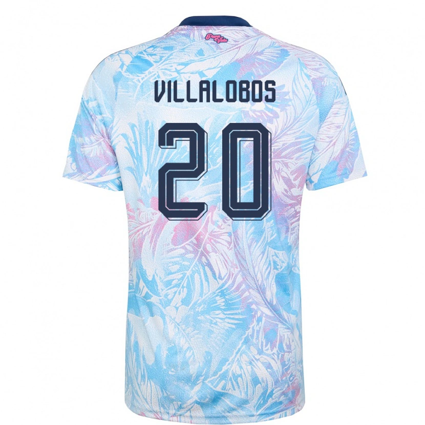 Danxen Men Costa Rica Fabiola Villalobos #20 Sky Blue Navy Pink Away Jersey 26-28 T-Shirt