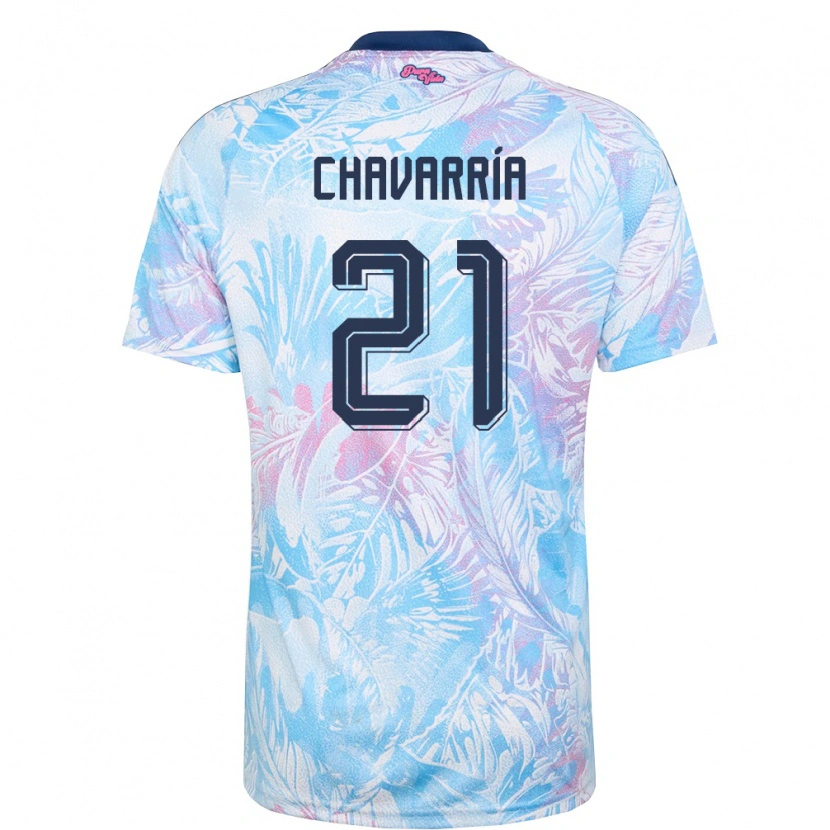 Danxen Men Costa Rica Saúl Chavarría #21 Sky Blue Navy Pink Away Jersey 26-28 T-Shirt