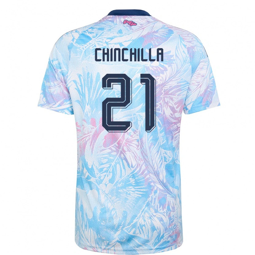 Danxen Men Costa Rica Viviana Chinchilla #21 Sky Blue Navy Pink Away Jersey 26-28 T-Shirt