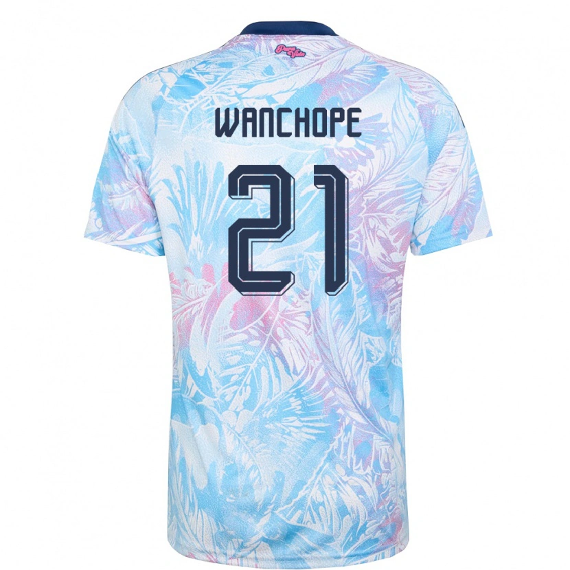 Danxen Men Costa Rica Matías Wanchope #21 Sky Blue Navy Pink Away Jersey 26-28 T-Shirt