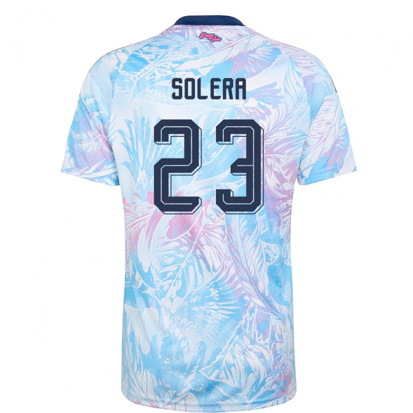 Danxen Men Costa Rica Daniela Solera #23 Sky Blue Navy Pink Away Jersey 26-28 T-Shirt