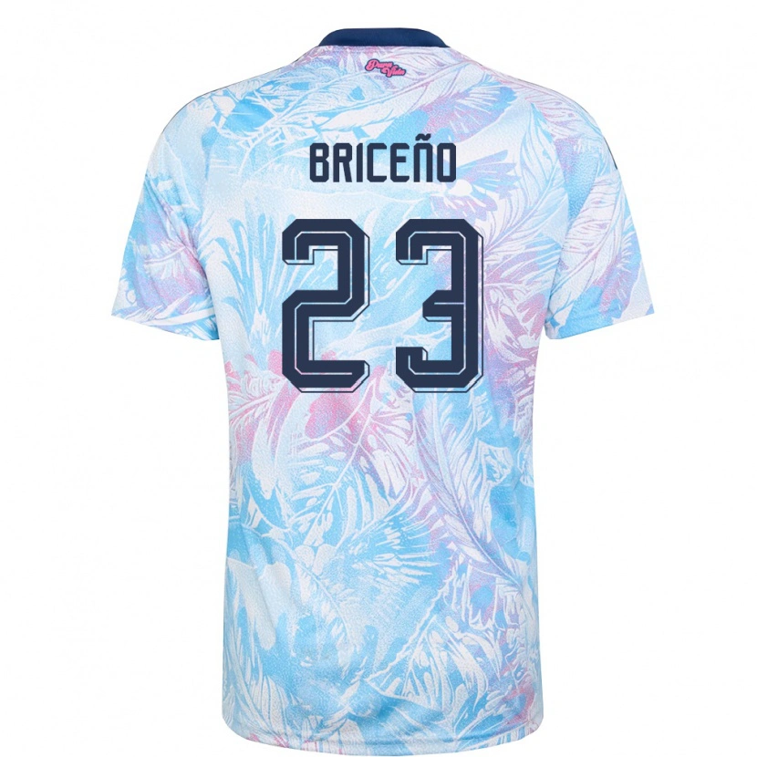 Danxen Men Costa Rica Kevin Briceño #23 Sky Blue Navy Pink Away Jersey 26-28 T-Shirt