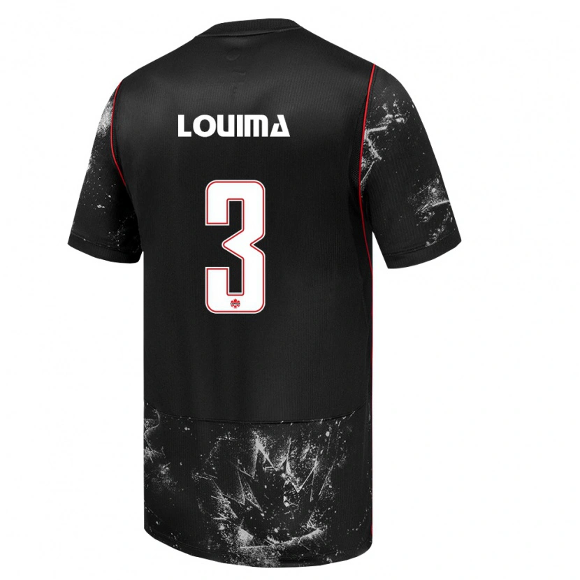 Danxen Men Canada Alain Louima #3 Black White Red Away Jersey 26-28 T-Shirt
