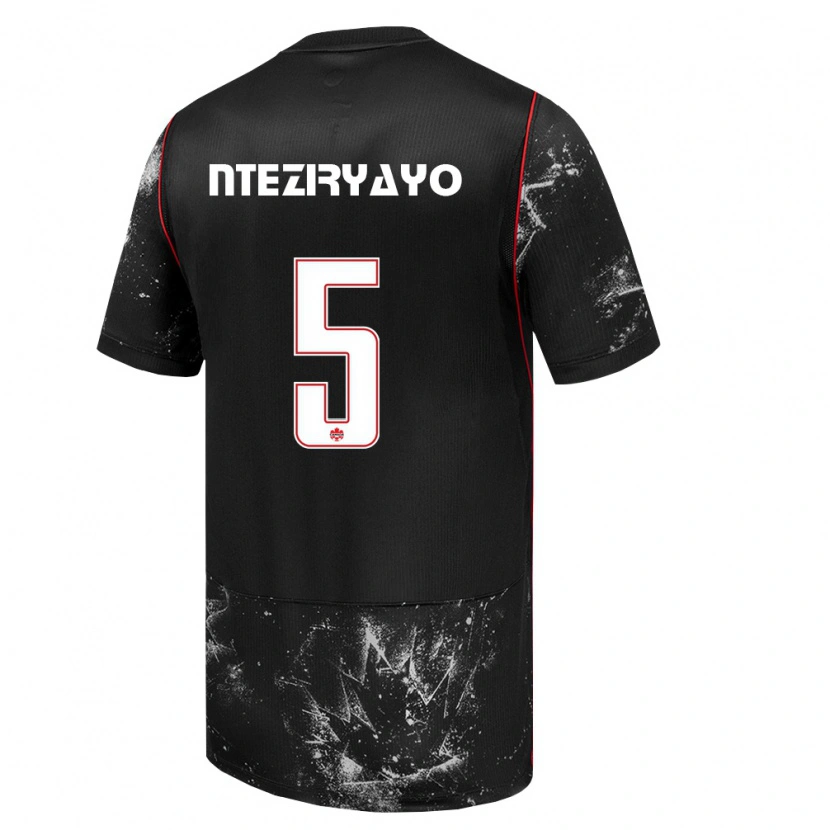 Danxen Men Canada Josh Nteziryayo #5 Black White Red Away Jersey 26-28 T-Shirt