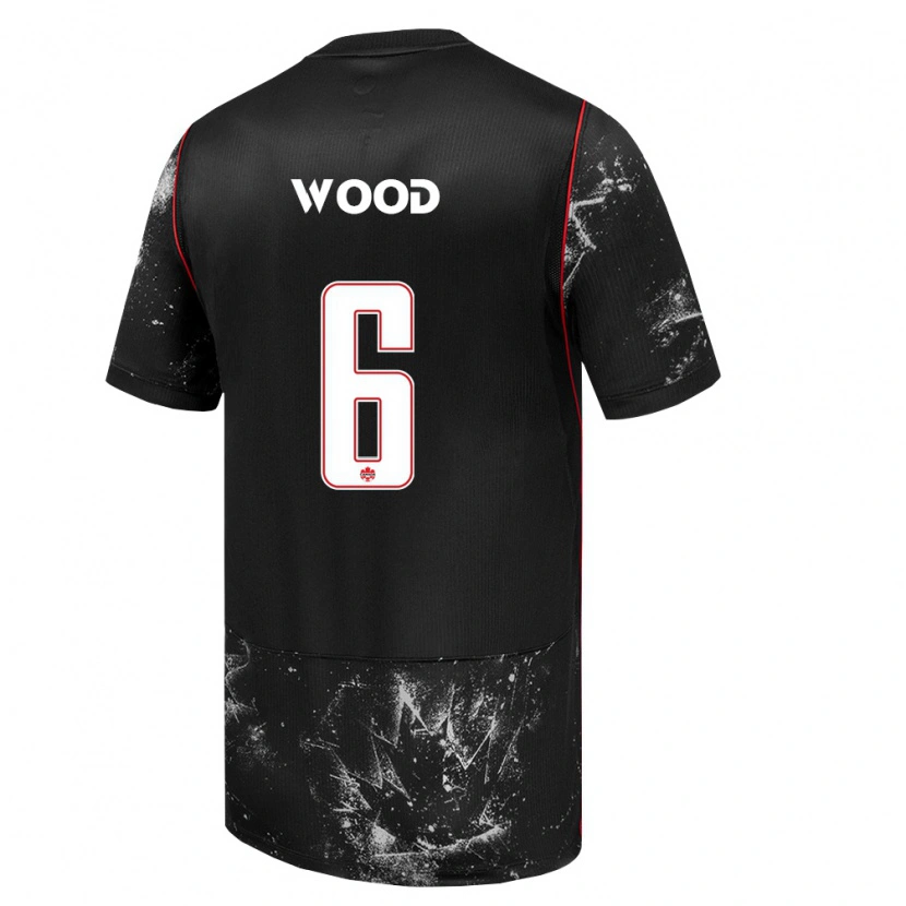Danxen Men Canada Niko Wood #6 Black White Red Away Jersey 26-28 T-Shirt