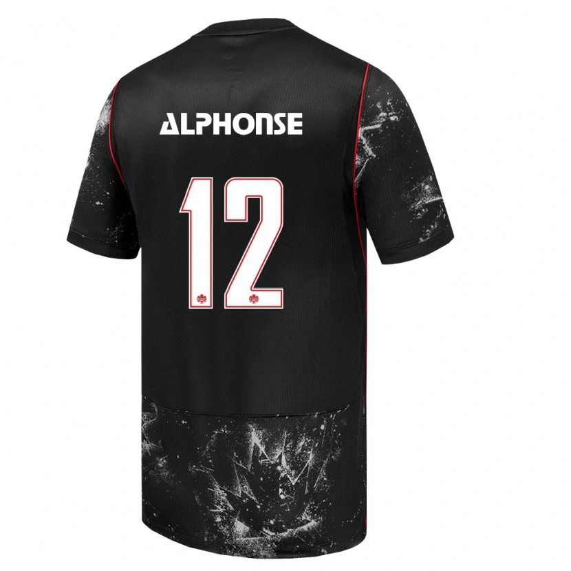 Danxen Men Canada Jefferson Alphonse #12 Black White Red Away Jersey 26-28 T-Shirt