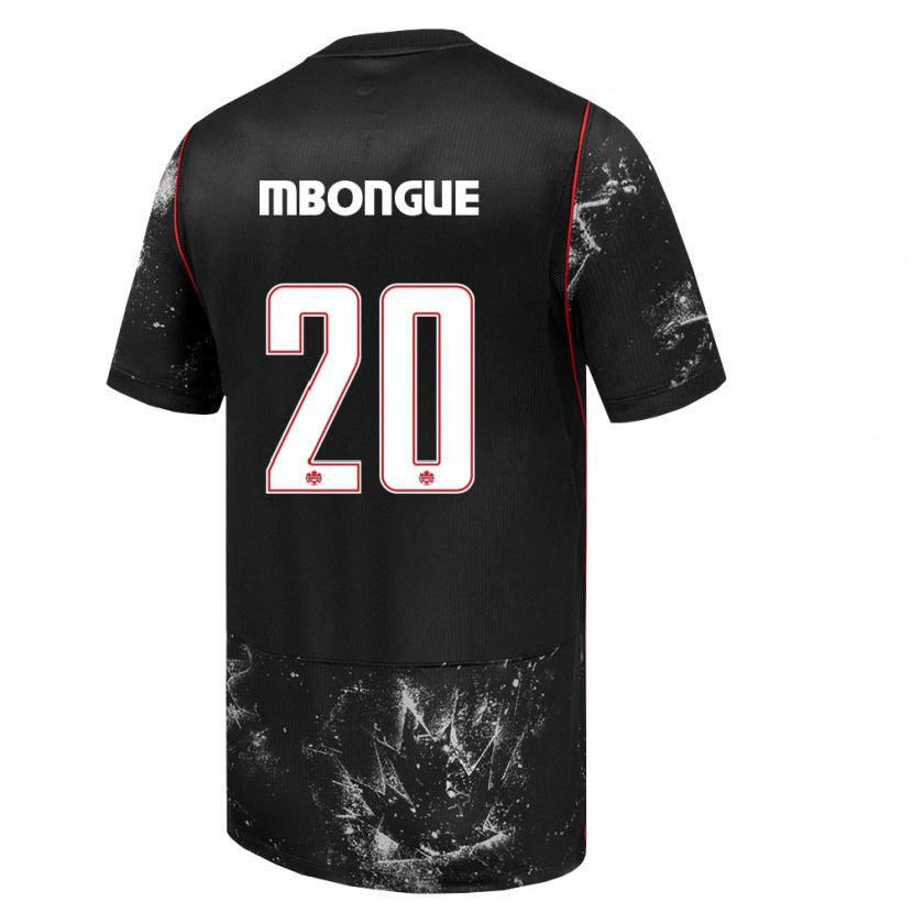 Danxen Men Canada Hugo Mbongue #20 Black White Red Away Jersey 26-28 T-Shirt