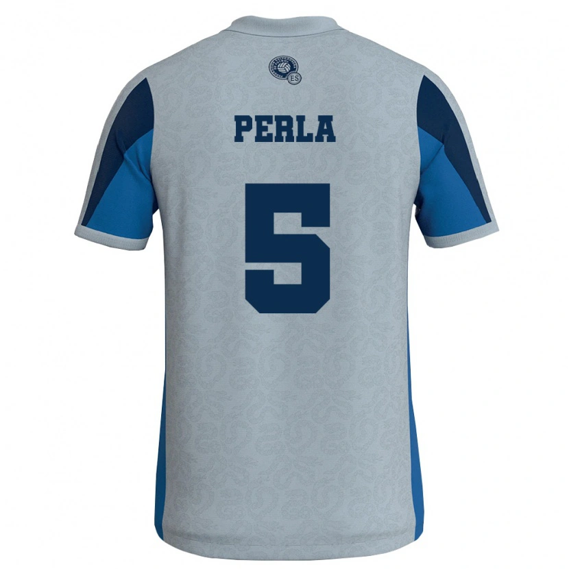 Danxen Men El Salvador Jefferson Perla #5 White Sky Blue Away Jersey 26-28 T-Shirt