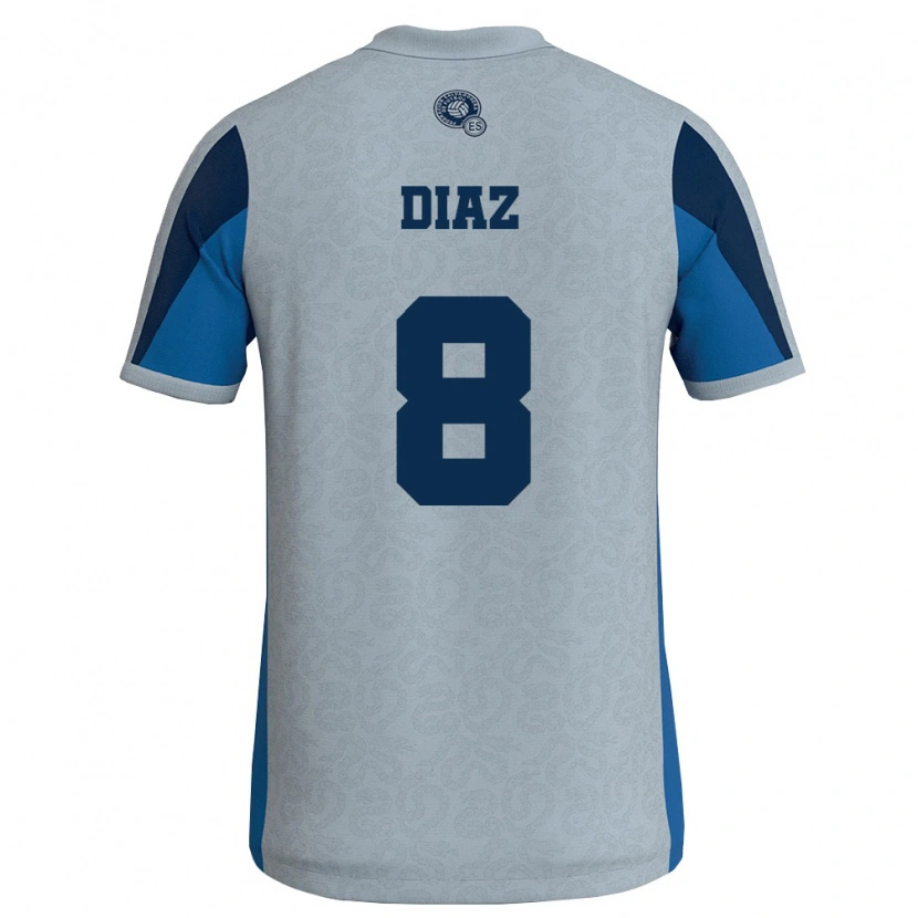 Danxen Men El Salvador William Diaz #8 White Sky Blue Away Jersey 26-28 T-Shirt