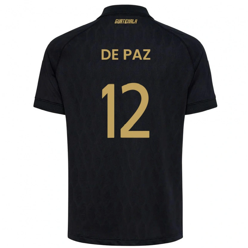 Danxen Men Guatemala Mario De Paz #12 Black Sky Blue White Away Jersey 26-28 T-Shirt