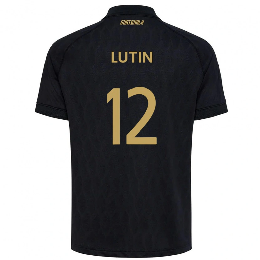 Danxen Men Guatemala John Lutin #12 Black Sky Blue White Away Jersey 26-28 T-Shirt