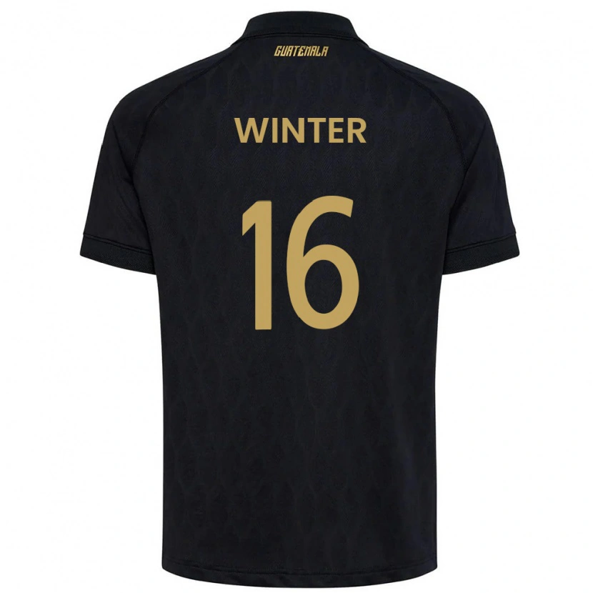 Danxen Men Guatemala Mauricio Winter #16 Black Sky Blue White Away Jersey 26-28 T-Shirt