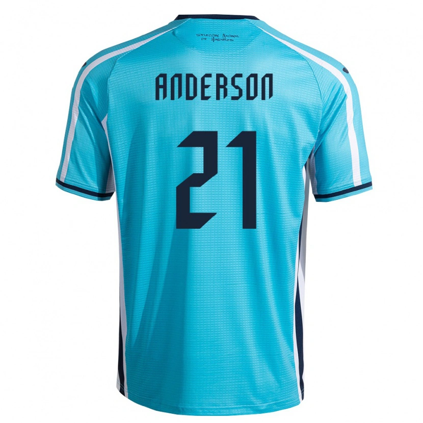 Danxen Men Honduras Robben Anderson #21 Sky Blue Navy Away Jersey 26-28 T-Shirt