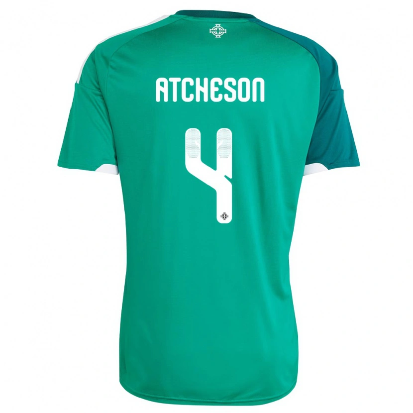 Danxen Women Northern Ireland Tom Atcheson #4 Green White Home Jersey 26-28 T-Shirt