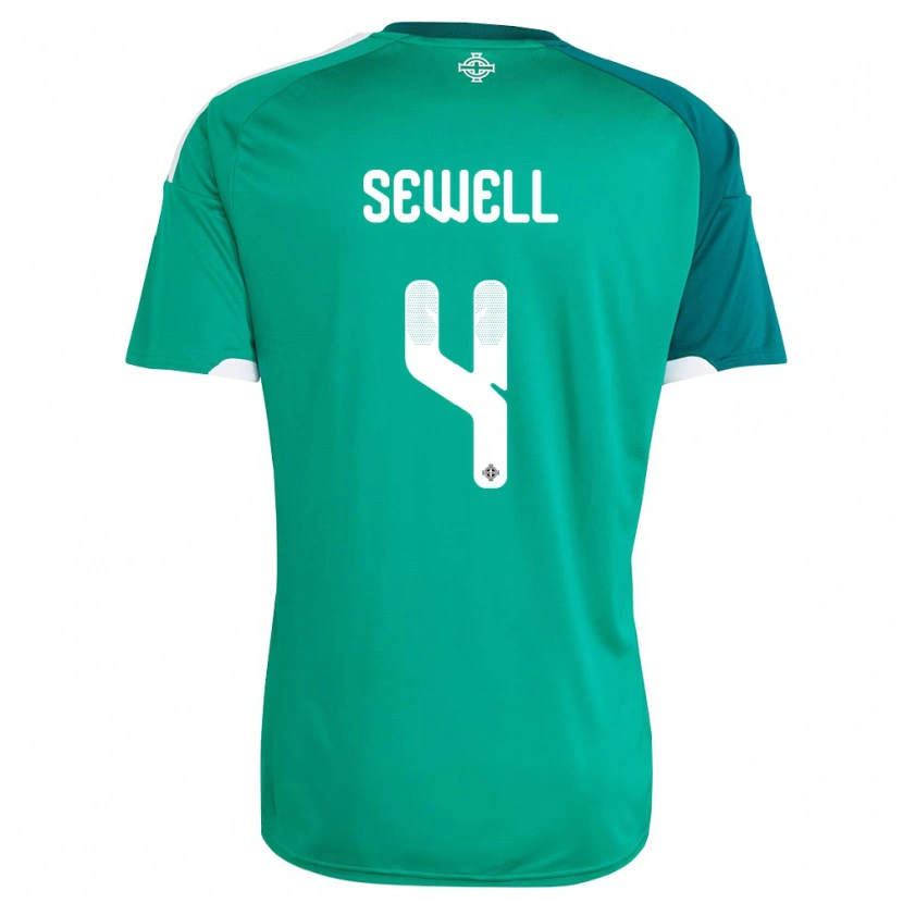 Danxen Women Northern Ireland Broghan Sewell #4 Green White Home Jersey 26-28 T-Shirt