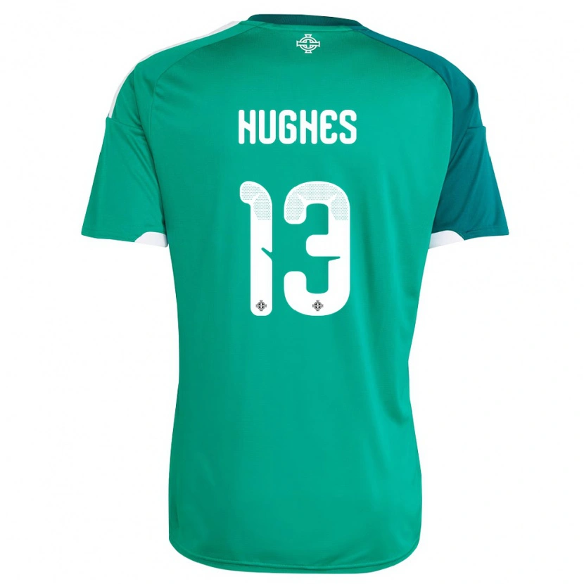 Danxen Women Northern Ireland Isaac Hughes #13 Green White Home Jersey 26-28 T-Shirt