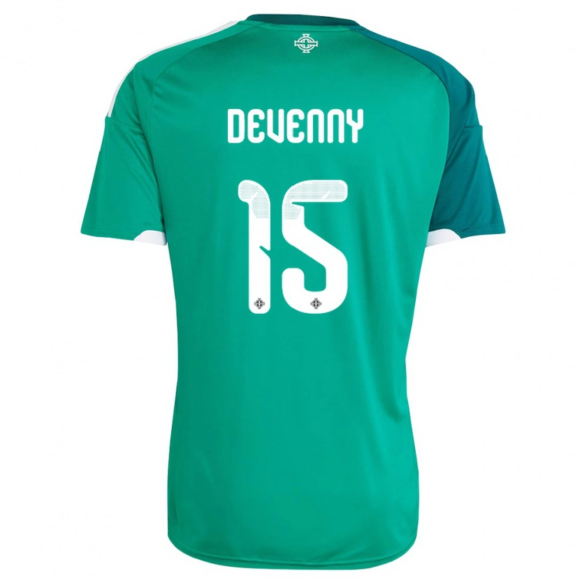 Danxen Women Northern Ireland Justin Devenny #15 Green White Home Jersey 26-28 T-Shirt