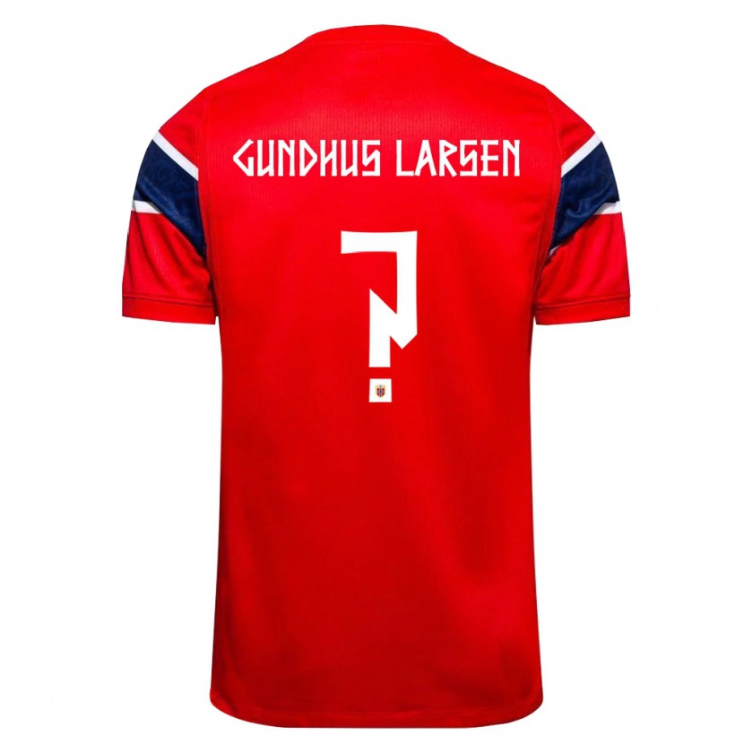 Danxen Women Norway Andreas Gundhus Larsen #0 Red Navy White Home Jersey 26-28 T-Shirt