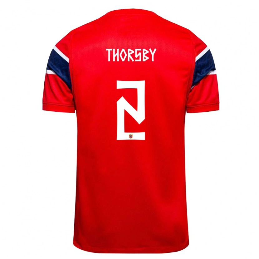 Danxen Women Norway Morten Thorsby #2 Red Navy White Home Jersey 26-28 T-Shirt