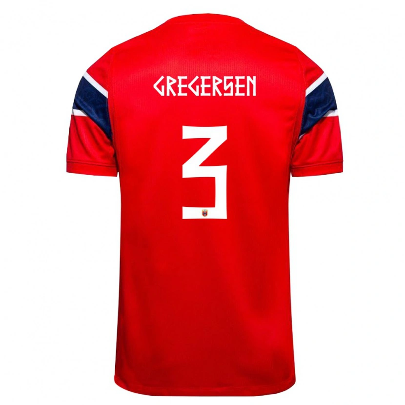 Danxen Women Norway Stian Gregersen #3 Red Navy White Home Jersey 26-28 T-Shirt