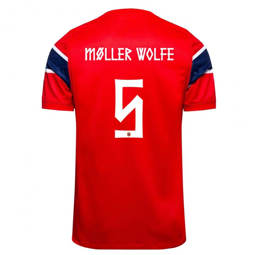 Danxen Women Norway David Møller Wolfe #5 Red Navy White Home Jersey 26-28 T-Shirt