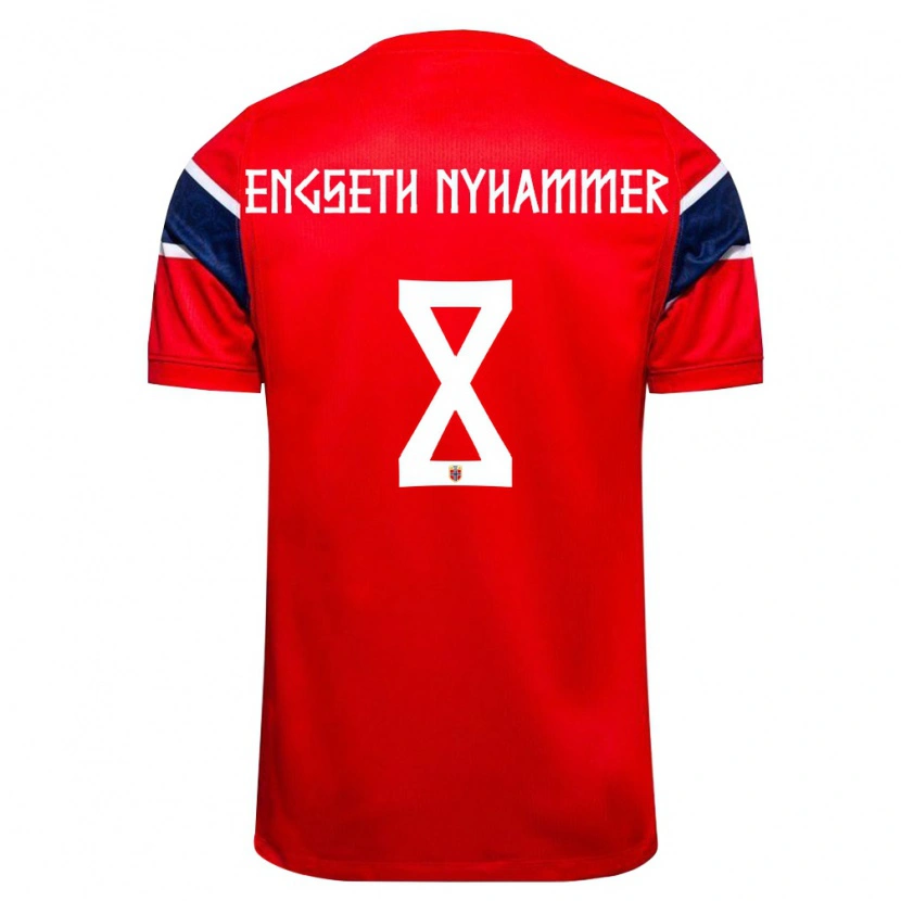 Danxen Women Norway Troy Engseth Nyhammer #8 Red Navy White Home Jersey 26-28 T-Shirt