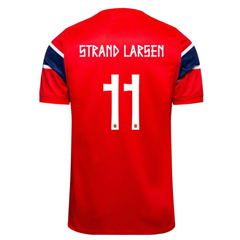 Danxen Women Norway Jørgen Strand Larsen #11 Red Navy White Home Jersey 26-28 T-Shirt