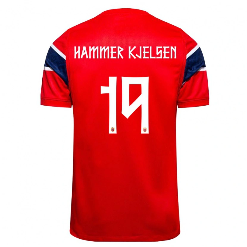 Danxen Women Norway Aleksander Hammer Kjelsen #19 Red Navy White Home Jersey 26-28 T-Shirt