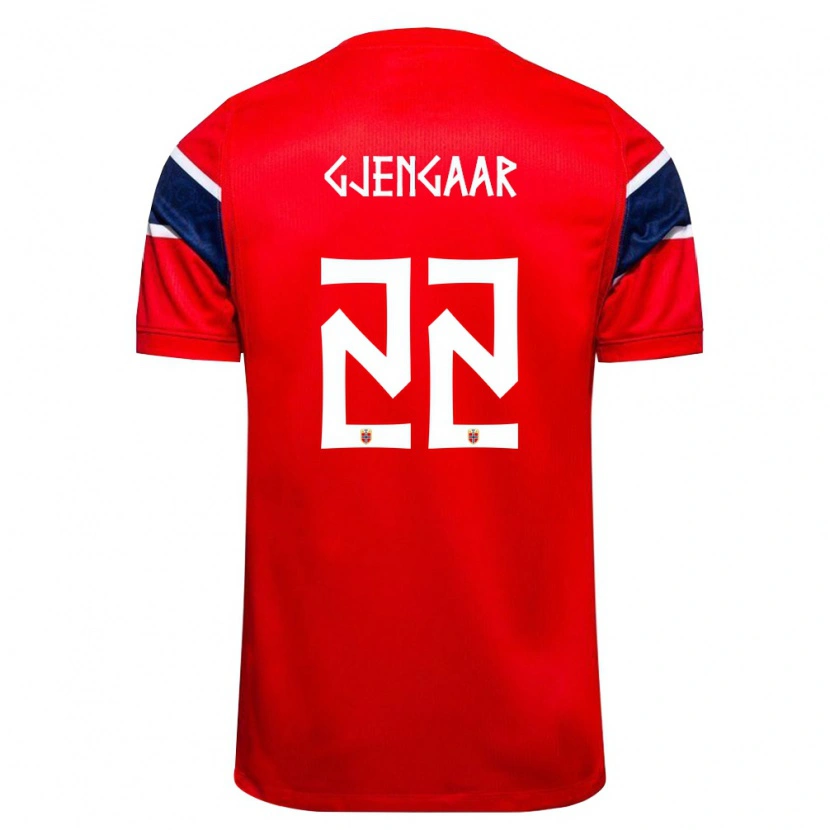 Danxen Women Norway Dennis Gjengaar #22 Red Navy White Home Jersey 26-28 T-Shirt