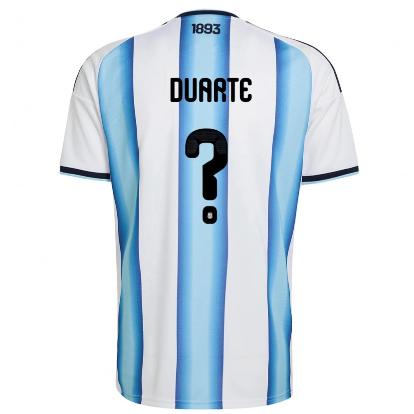 Danxen Women Argentina Nahuel Duarte #0 White Sky Blue Navy Home Jersey 26-28 T-Shirt