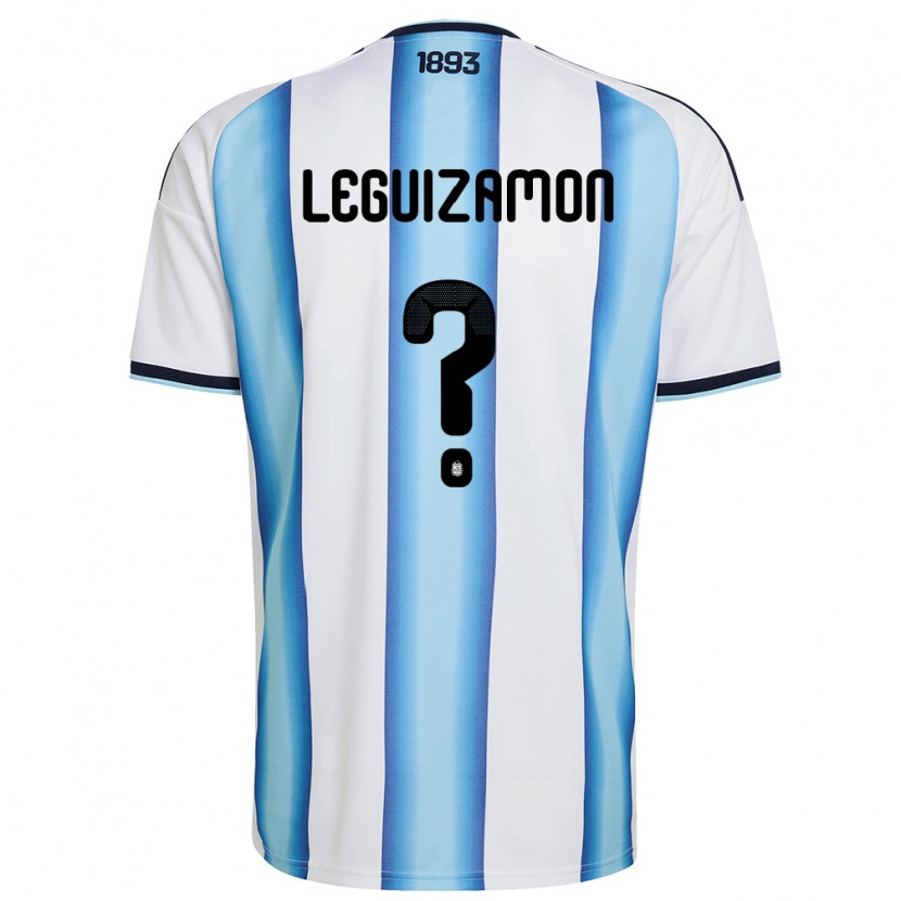 Danxen Women Argentina Lionel Leguizamon #0 White Sky Blue Navy Home Jersey 26-28 T-Shirt